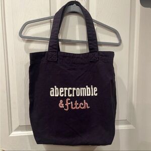 Vintage Abercrombie & Fitch Felt Letters Navy Canvas Beach Shopping Tote Bag